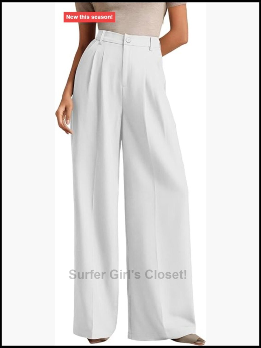 Women's Wide Leg Dress Pants High Waisted Elastic Waist Business Casual with